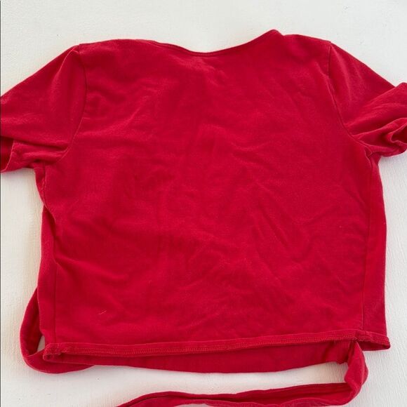 Hollister Women's Red Wrap Baby Tee Cropped Cotton Top Size Small - Picture 3 of 6